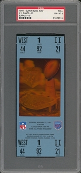 1991 Super Bowl XXV Full Ticket - PSA NM-MT 8